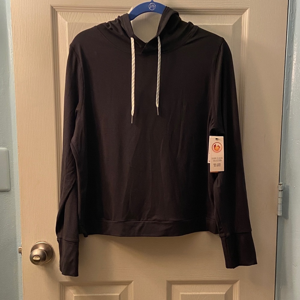 Burnside Black Hoodie with White Drawstrings